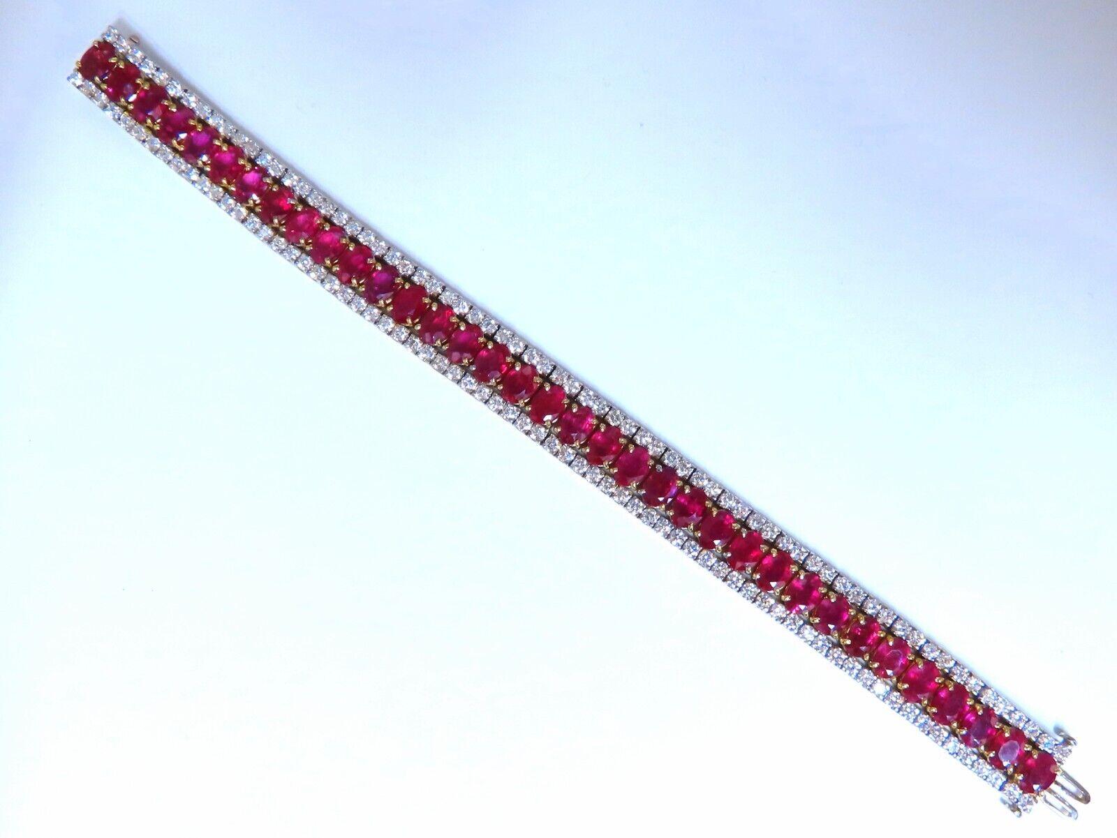 Women's or Men's 54.78 Ct Natural Ruby Diamonds Tennis Bracelet 14kt For Sale