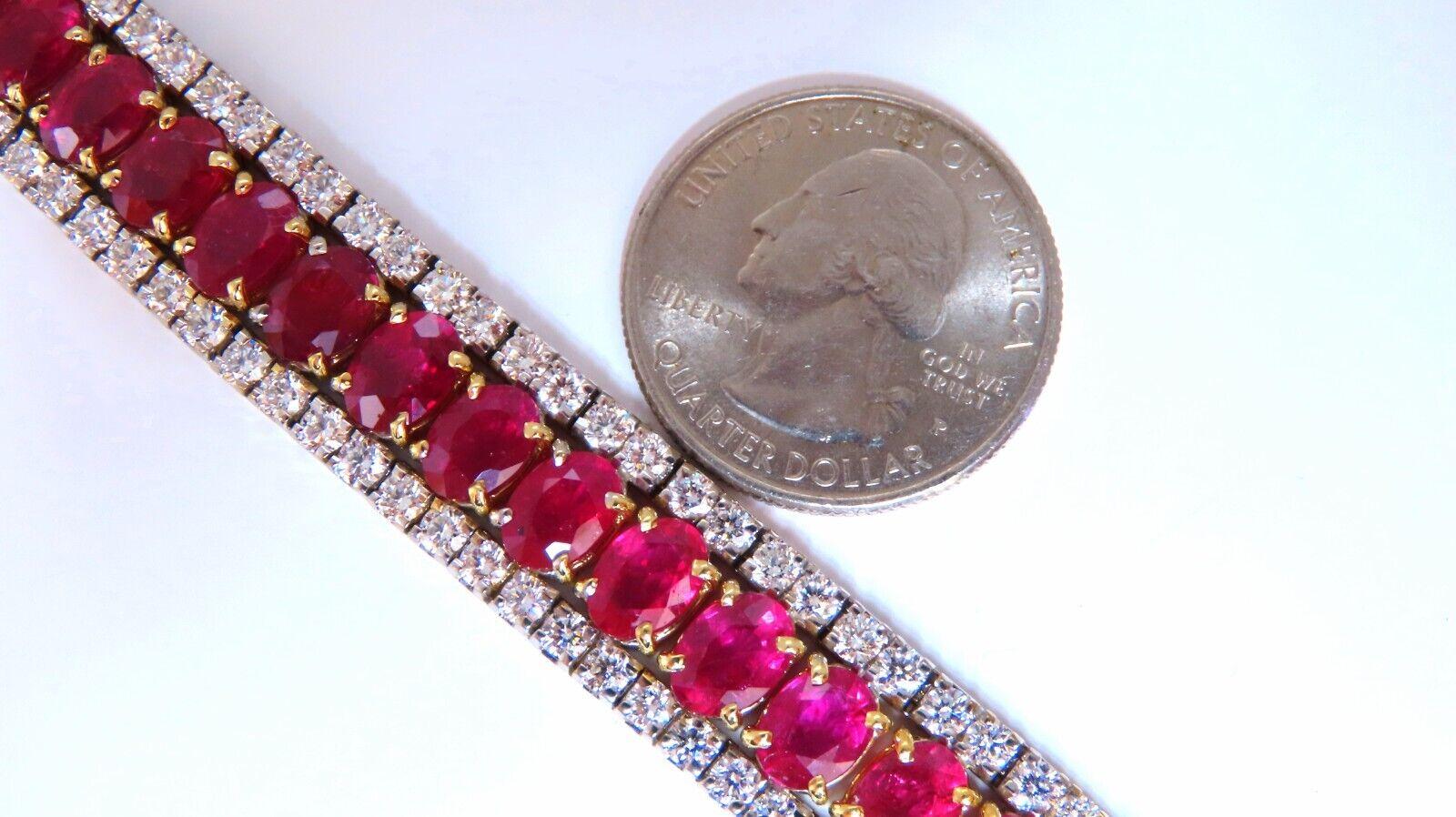 54.78 Ct Natural Ruby Diamonds Tennis Bracelet 14kt For Sale 1