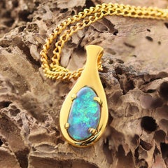 5.47ct Black Opal & 18K Gold Necklace