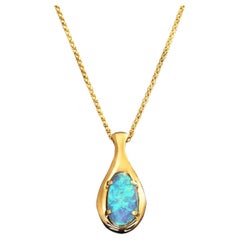 5.47ct Black Opal & 18K Gold Necklace