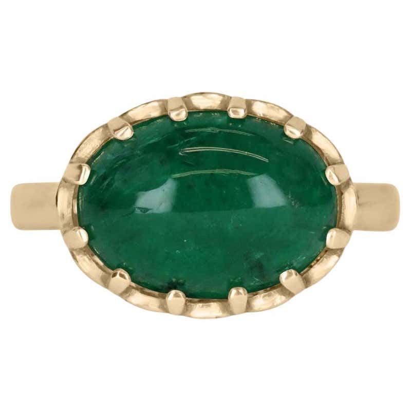 Fine High Domed Cabochon Emerald Ring at 1stDibs