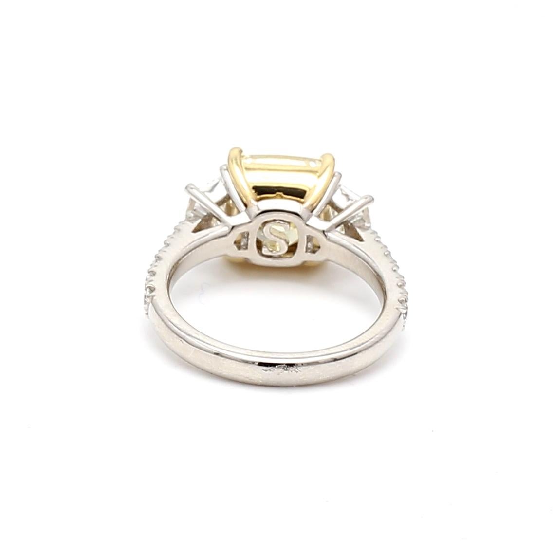 5.48 Carat Cushion Brilliant and Other Cut Diamond Platinum Engagement Ring For Sale 5