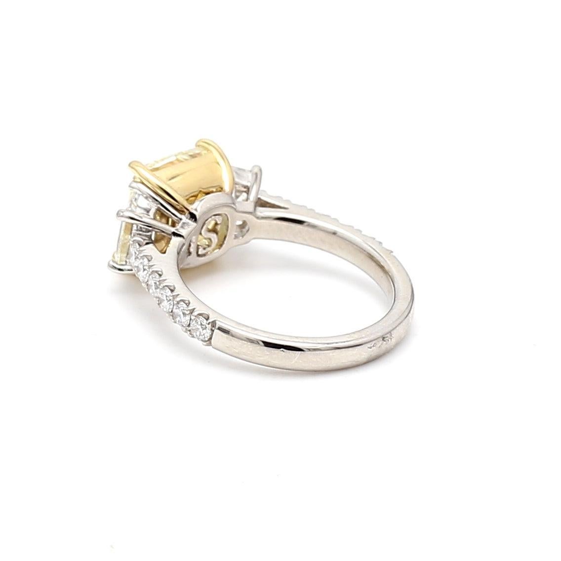 Women's 5.48 Carat Cushion Brilliant and Other Cut Diamond Platinum Engagement Ring For Sale