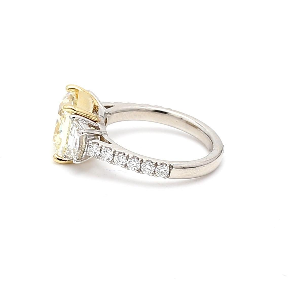 5.48 Carat Cushion Brilliant and Other Cut Diamond Platinum Engagement Ring For Sale 1