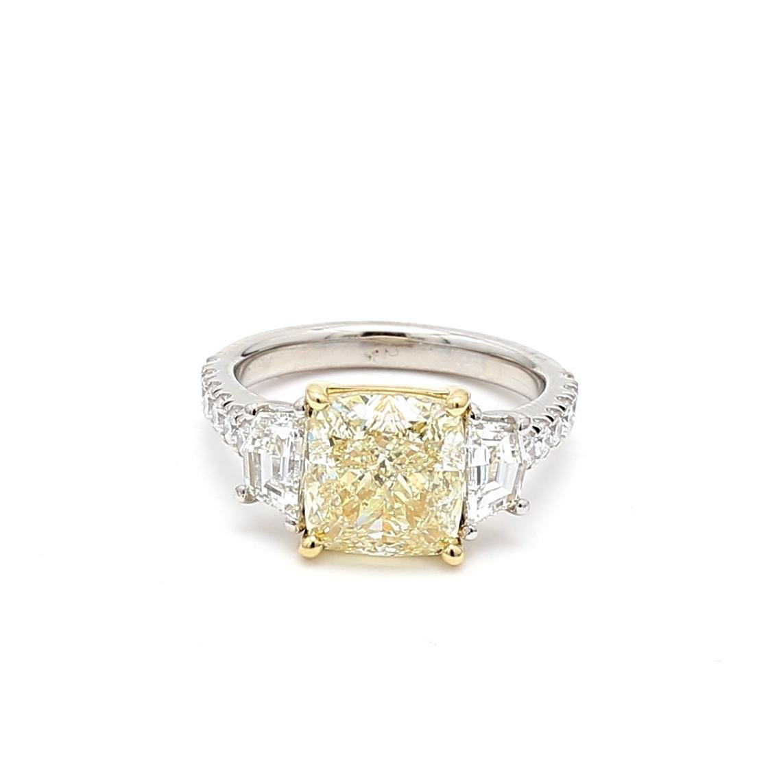5.48 Carat Cushion Brilliant and Other Cut Diamond Platinum Engagement Ring For Sale 2