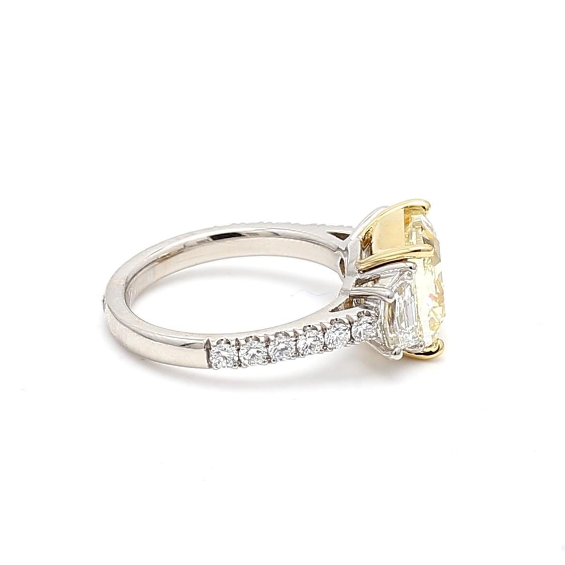 5.48 Carat Cushion Brilliant and Other Cut Diamond Platinum Engagement Ring For Sale 4