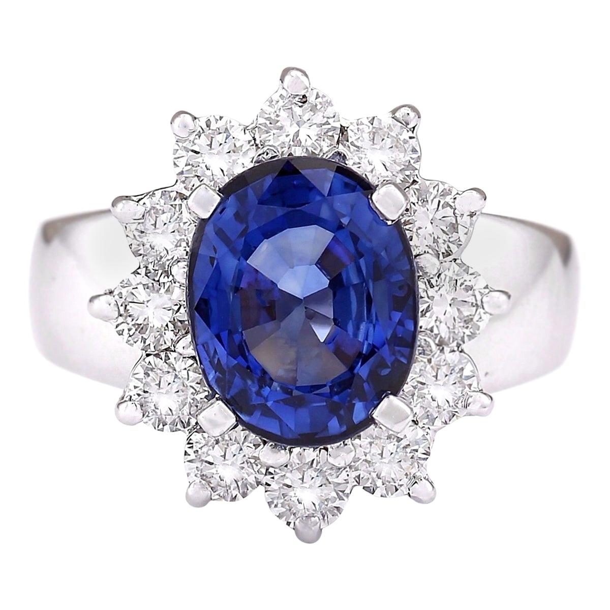 5.48 Carat Sapphire 18 Karat White Gold Diamond Ring