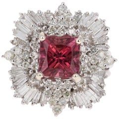5.48 Carat Tourmaline Diamond 14 Karat White Gold Ballerina Ring