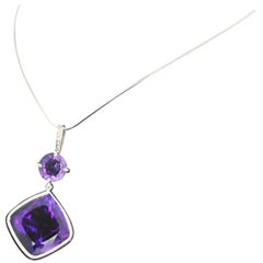 54.82 Carat of Amethyst and Diamond Sterling Silver Pendant