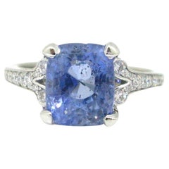 Ring aus Platin mit 5,48 Karat Ceylon-Saphir und Diamant