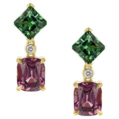 5.48ct Spinel and 2.82ct Green Tourmaline Earrings.