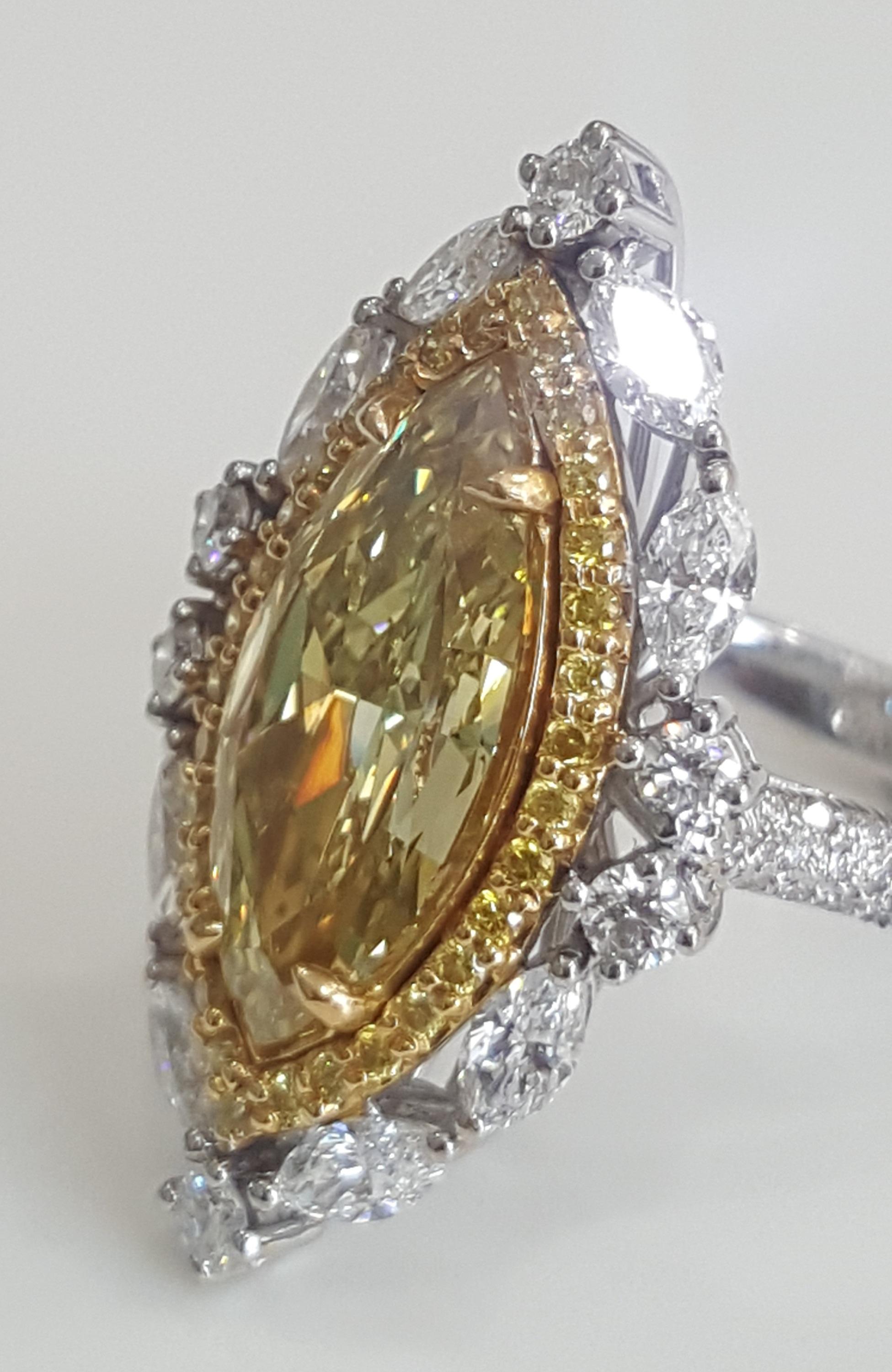 marquise yellow diamond ring