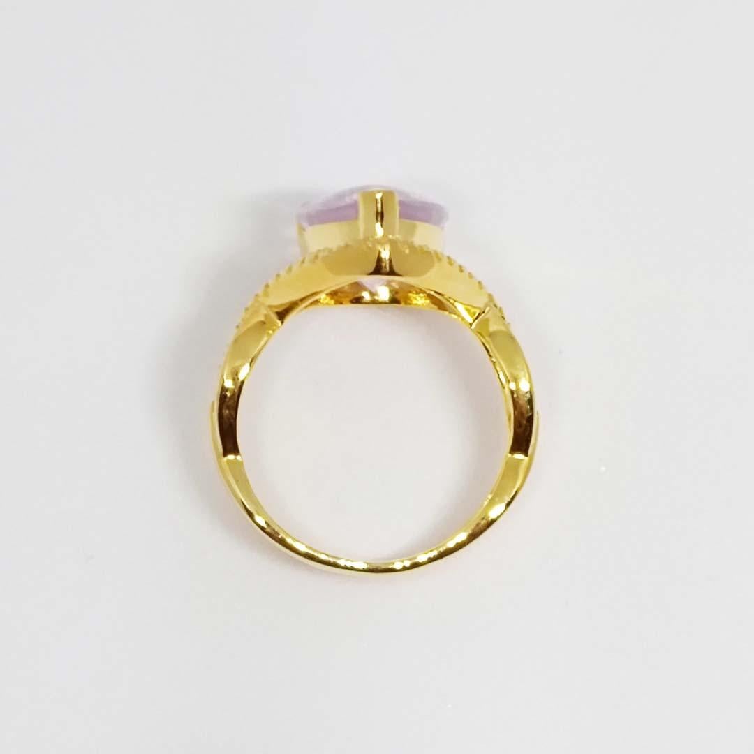 Donna 5,49 carati di quarzo lavanda. Argento Sterling placcato oro 18 carati. in vendita