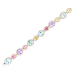 54.95ct Multi-Gemstone Bracelet with Diamond Halo