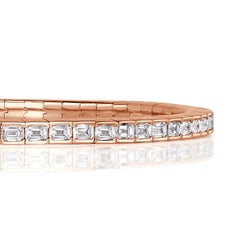5.49ct Emerald Cut Diamond Stretch Tennis Bracelet in 18K Rose Gold