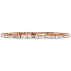 5.49ct Emerald Cut Diamond Stretch Tennis Bracelet in 18K Rose Gold