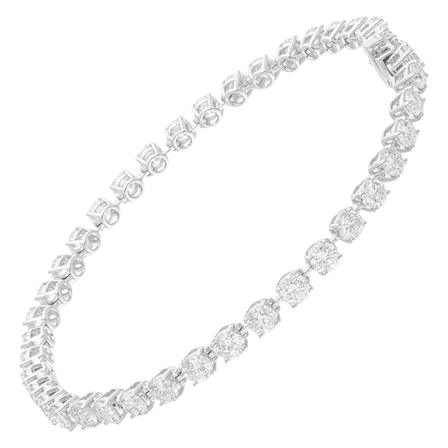Pulsera de Tenis de Diamantes Brillantes Redondos de 5,49 qt en Oro Blanco de 14 quilates Joyería Fina