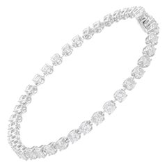 Pulsera de Tenis de Diamantes Brillantes Redondos de 5,49 qt en Oro Blanco de 14 quilates Joyería Fina