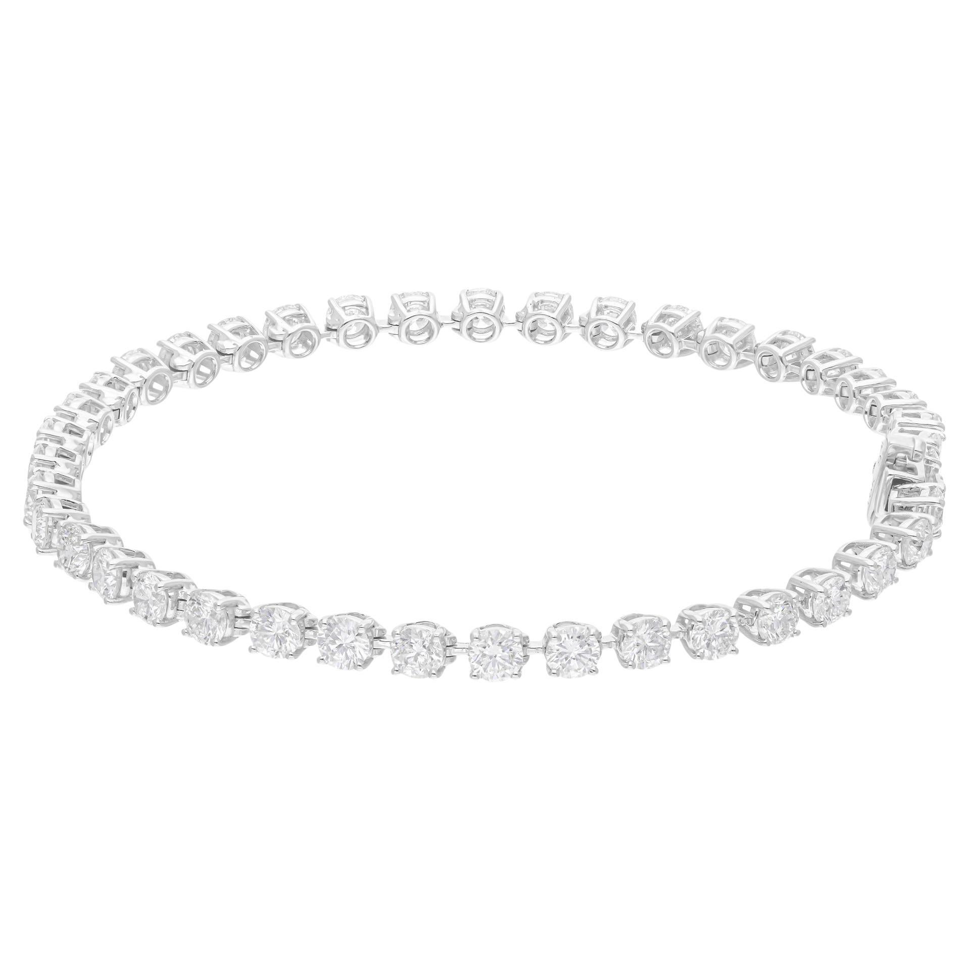 Pulsera de Tenis de Diamantes Brillantes Redondos de 5,49 qt en Oro Blanco de 18 quilates Joyería Fina
