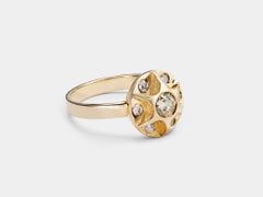 .54 Carat Fancy Light Yellow Diamond Gold Cluster Ring