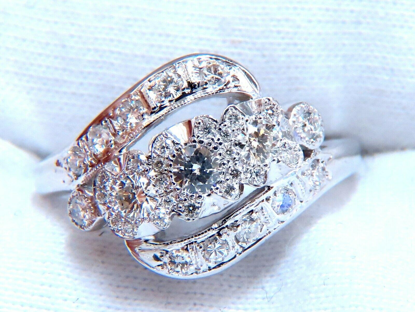 Round Cut .54ct Natural Diamonds American Regency Revival Deco Ring 14kt For Sale