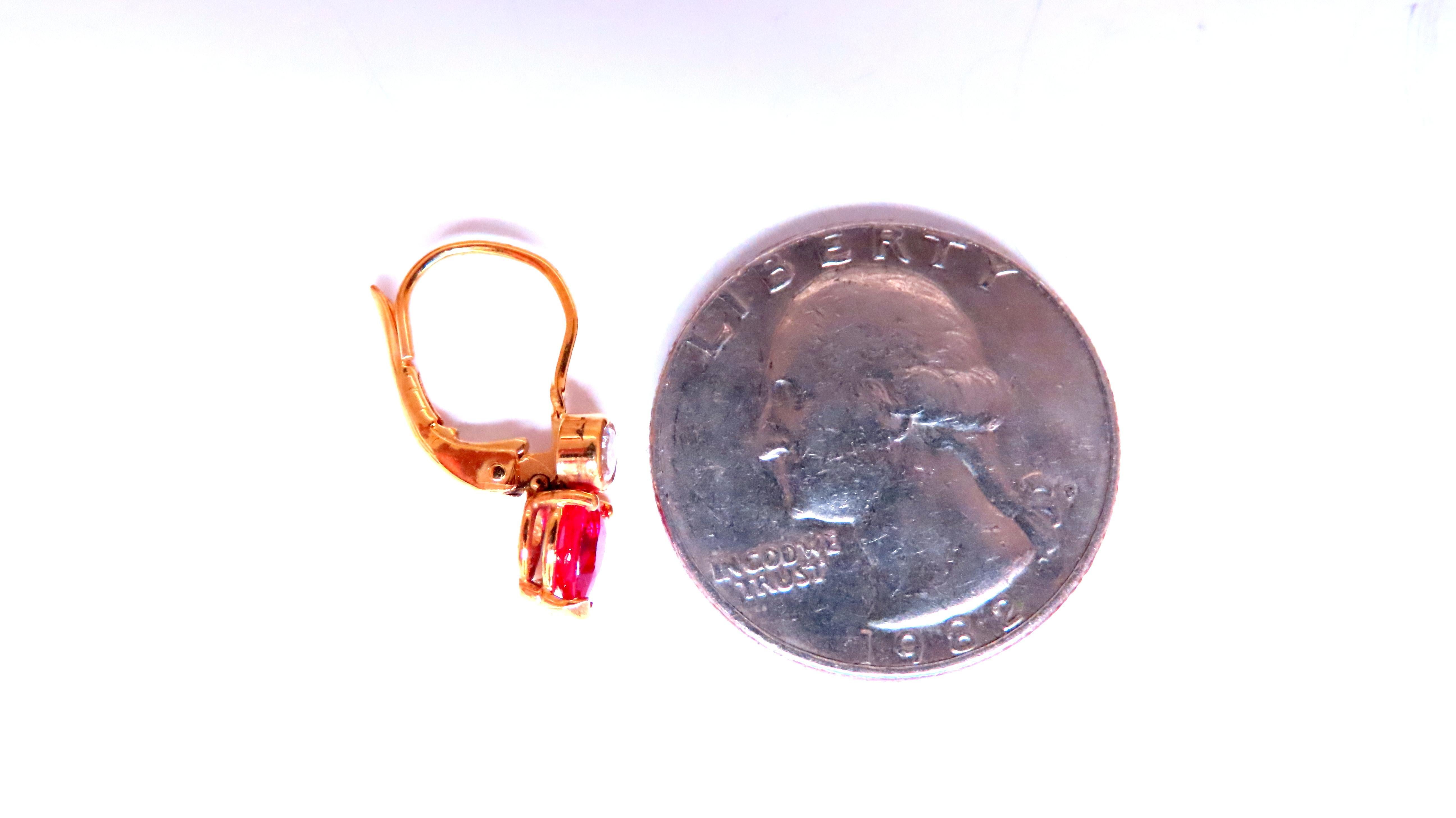 Retro .54ct Natural Pear Shaped Ruby Diamond Lever Earrings 24414 For Sale