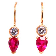 .54ct Natural Pear Shaped Ruby Diamond Lever Earrings 24414*
