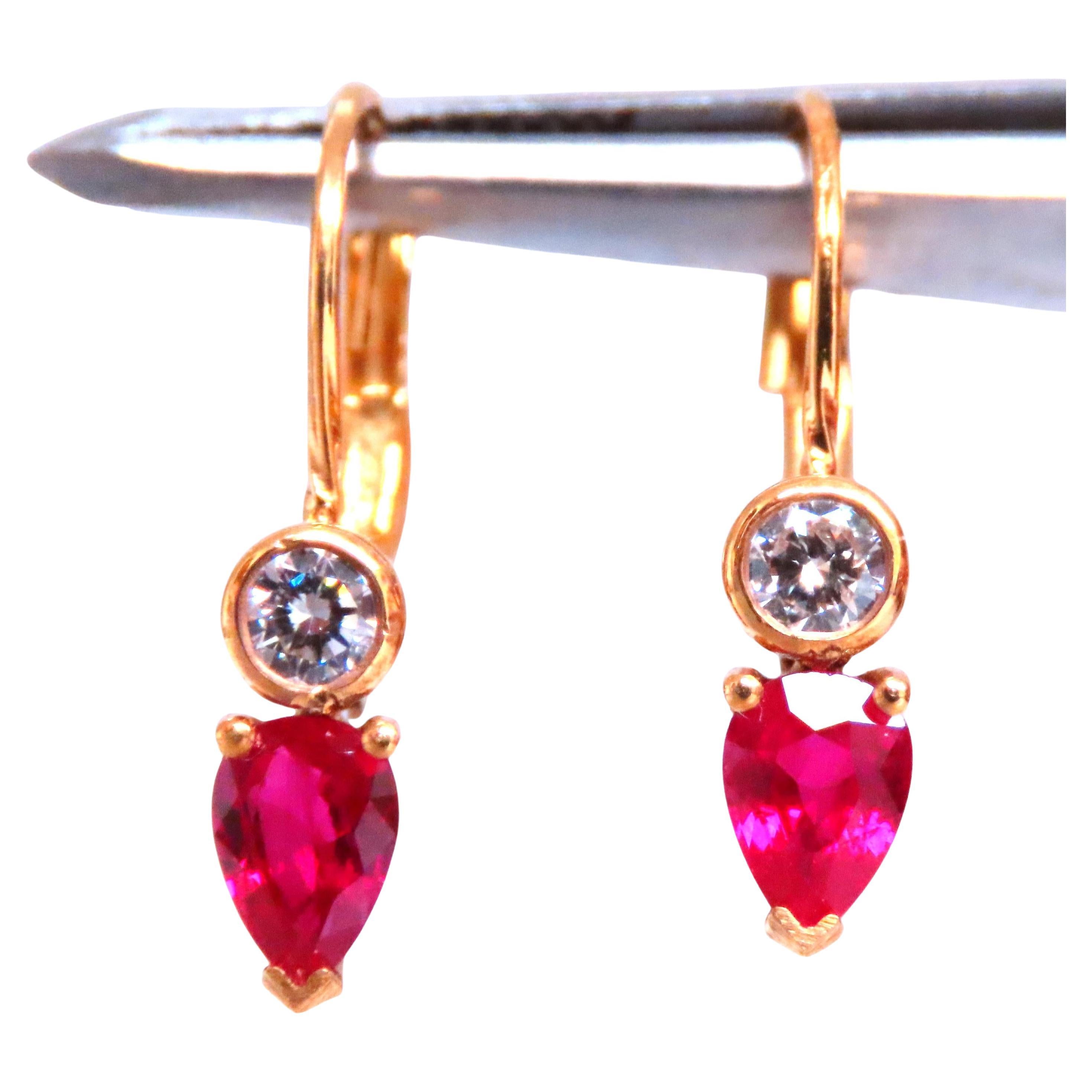 .54ct Natural Pear Shaped Ruby Diamond Lever Earrings 24414 For Sale