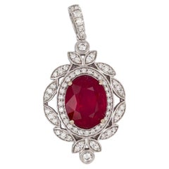 5.4cts Madagascar Ruby Pendant with Natural Diamonds Accents: Solid 14K Gold