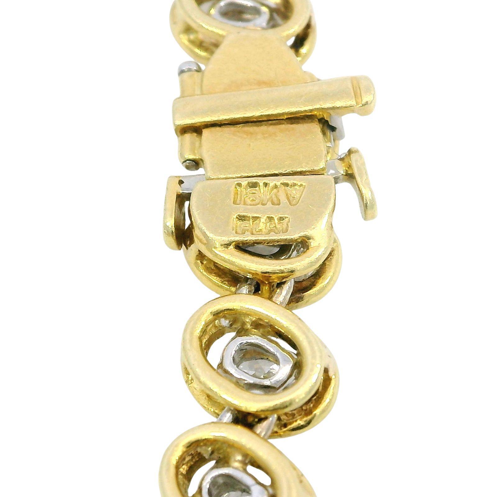 Pulsera de tenis con diamantes de 5,4 ctw Oro amarillo de 18 quilates Platino Talla ovalada VS Diamantes en venta 2