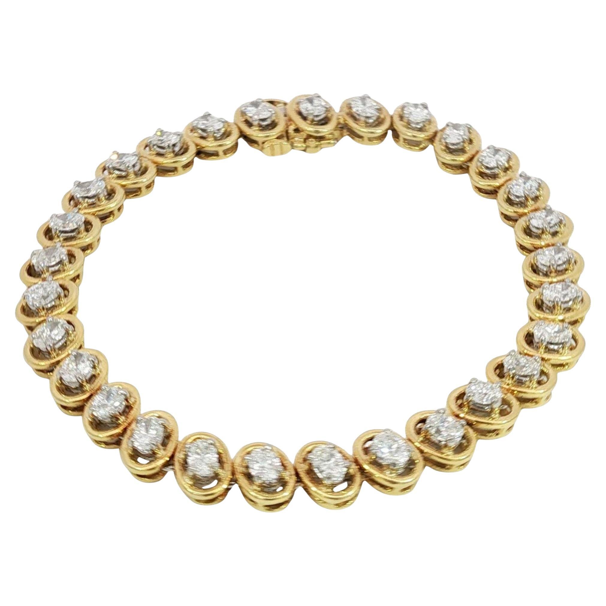 5.4ctw Diamond Tennis Bracelet or jaune 18K Platinum Oval Cut VS Diamonds
