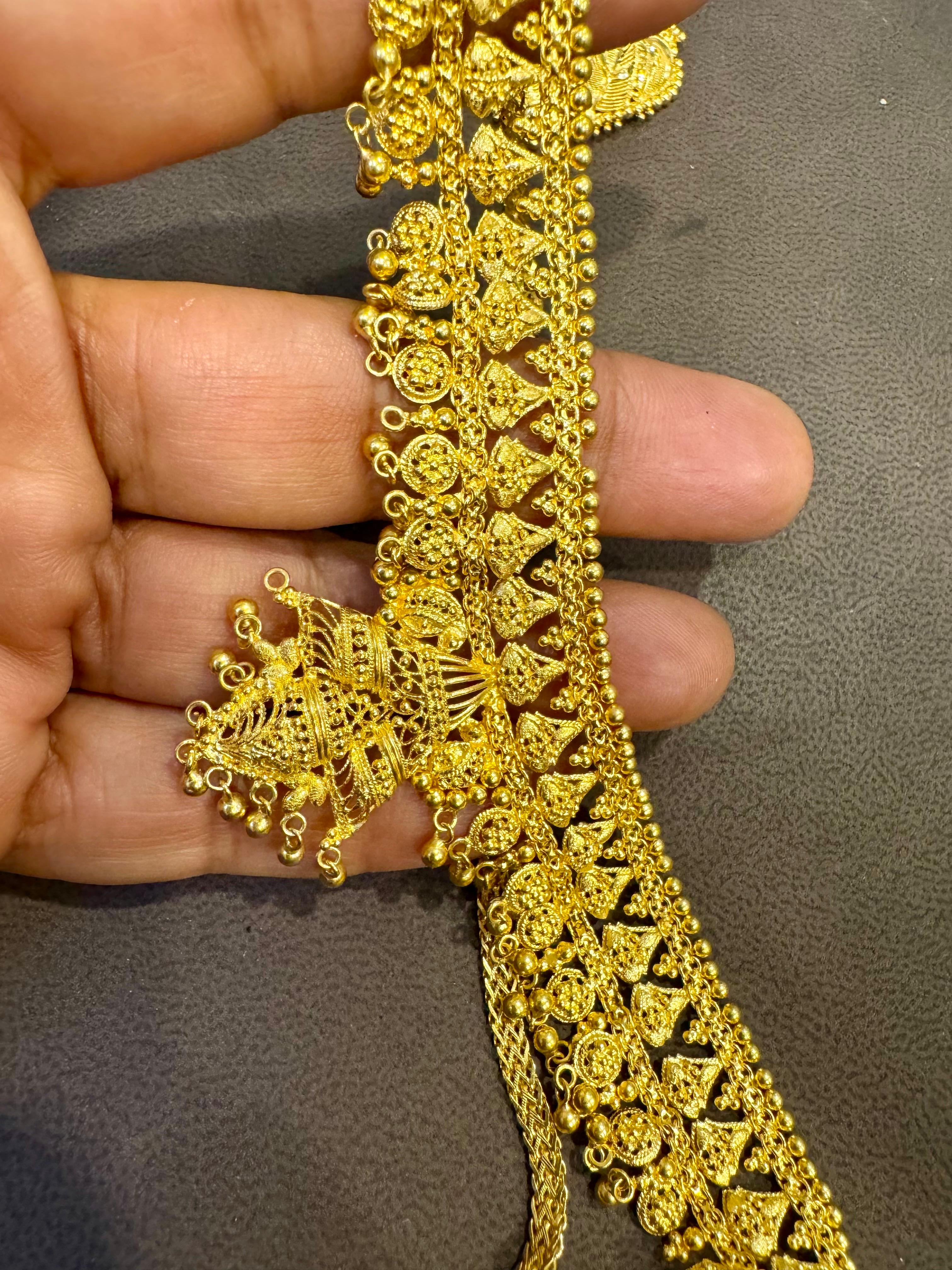 Collar, Pendientes y Anillo de Oro de 22 Kilates 54Gm Conjunto Collar Princesa Novia en venta 2
