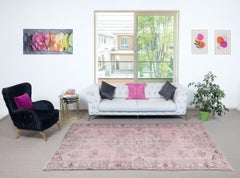 5.4x10 Ft Modern Area Rug in Light Pink, Handwoven and Handknotted in Turkey