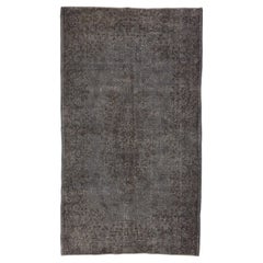 5.4x10 Ft Vintage Handmade Rug Over-Dyed in Gray Color, Great 4 Modern Interiors