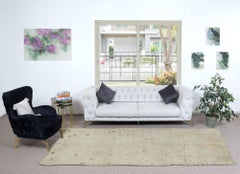 5.4x12 Ft Antique Washad Vintage Rug in Beige, Handmade Anatolian Oushak Carpet