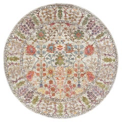 5
4"x5
4" Beige, Hand Knotted Directional Vase Design, Silk With Wool, Rug