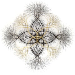 54"x54" Metall-Wandskulptur aus Edelstahl in Edelstahl, Bronze und Messing #715