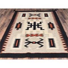 Alfombra de lana tejida a mano con diseño geométrico del suroeste, de color marrón caqui, de 1,63 m x 2,13 m