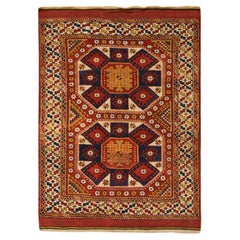 5'4"x7' Roter antiker türkischer Bergama Weft-Teppich aus Wolle in voller Flor und weicher handgeknüpfter Wolle