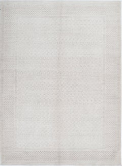 5.4x7.6 ft Hand Knotted Beige Area Rug for Living Room Decor. 100% Wool