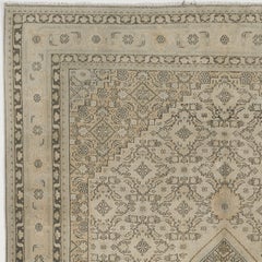 5.4x7.7 ft Vintage Handmade Turkish Kyseri Wool Area Rug in Neutral Colors
