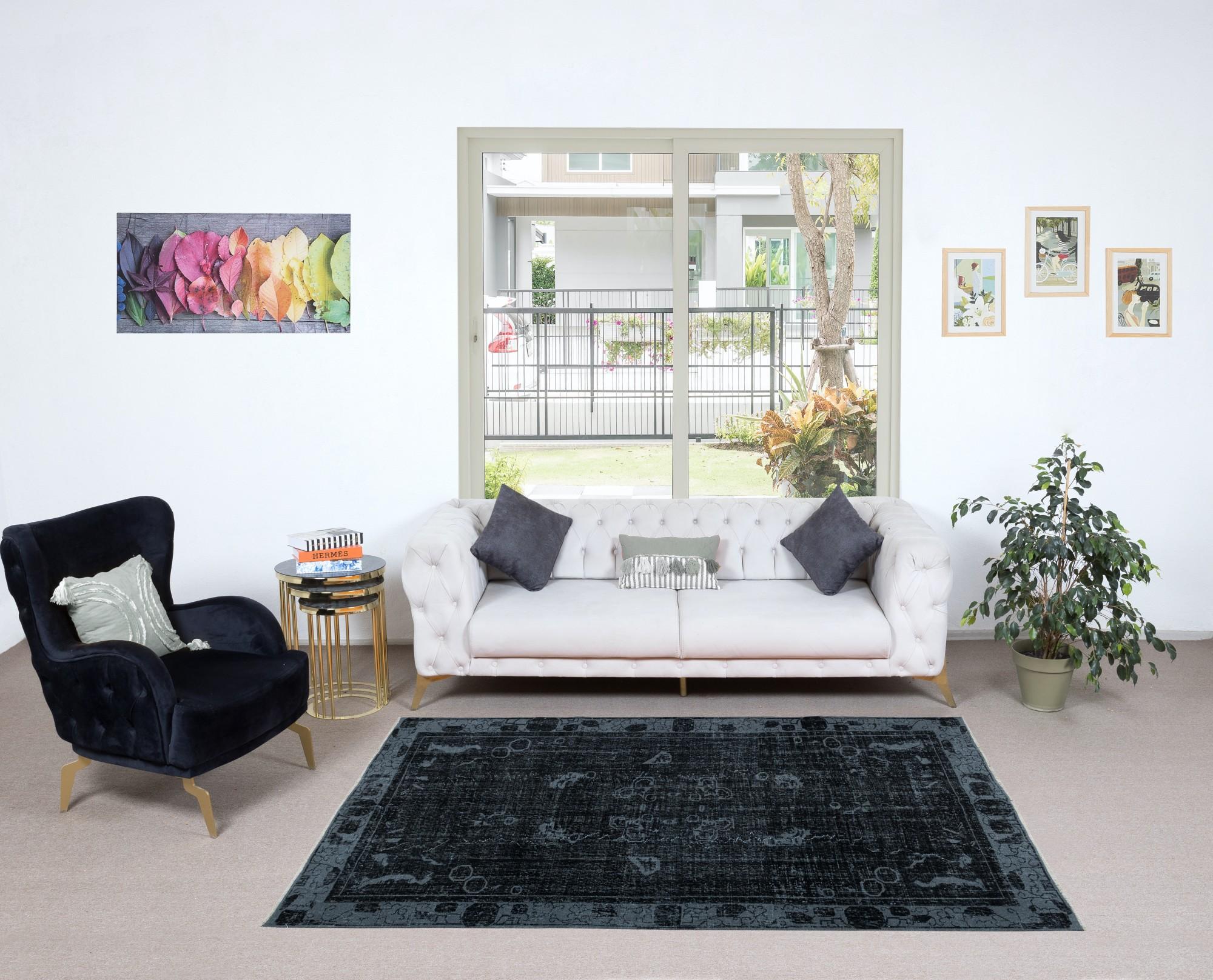 Our over-dyed rugs are all hand-knotted vintage pieces that are recreated in our workshop to cater to a wider range of interior design choices from modern to coastal, from industrial to rustic/cottage. These 50 to 70 year-old rugs were hand-knotted