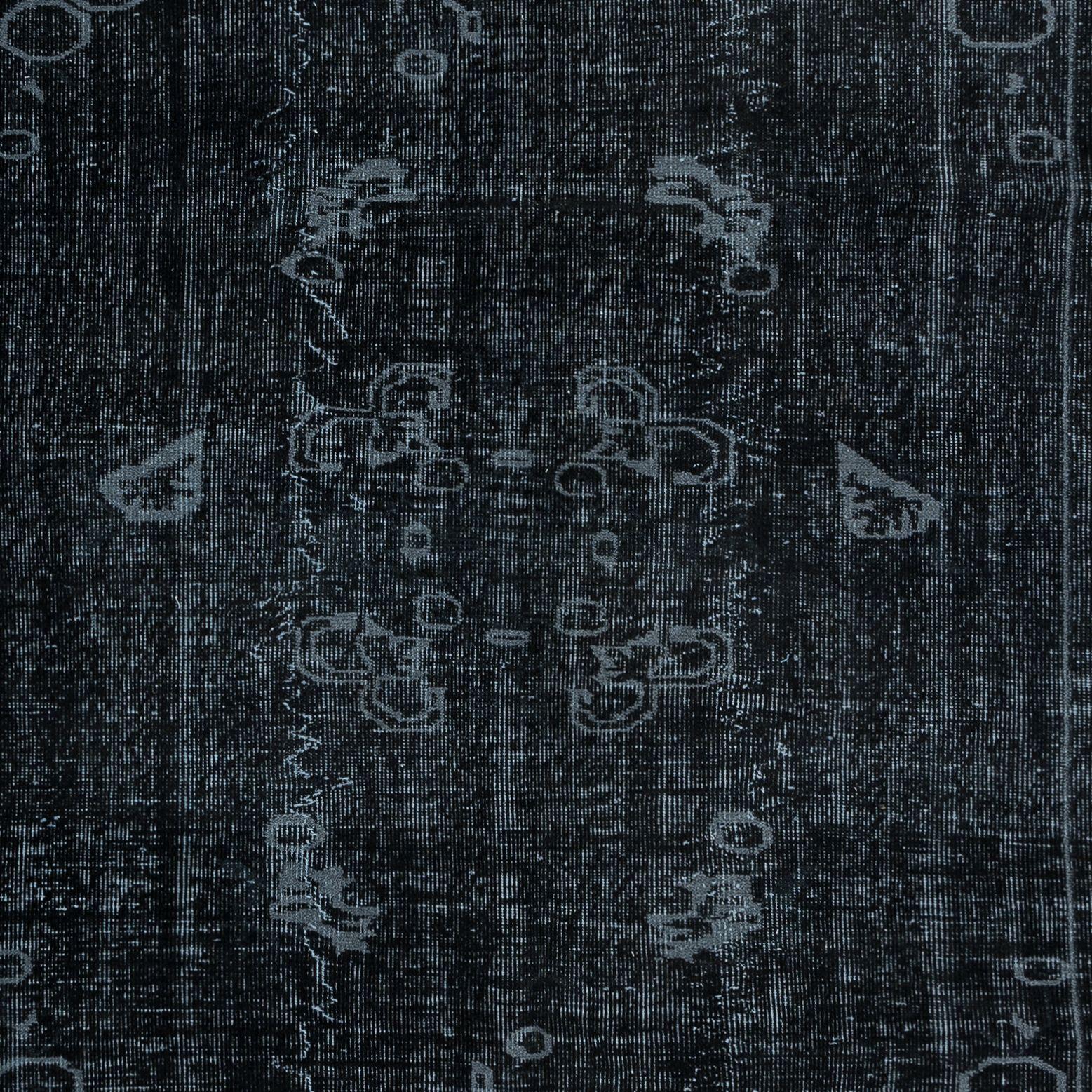 5.4x7.7 Ft Modern Black & Gray Art Deco Area Rug Hand-Knotted in Turkey In Good Condition For Sale In Philadelphia, PA