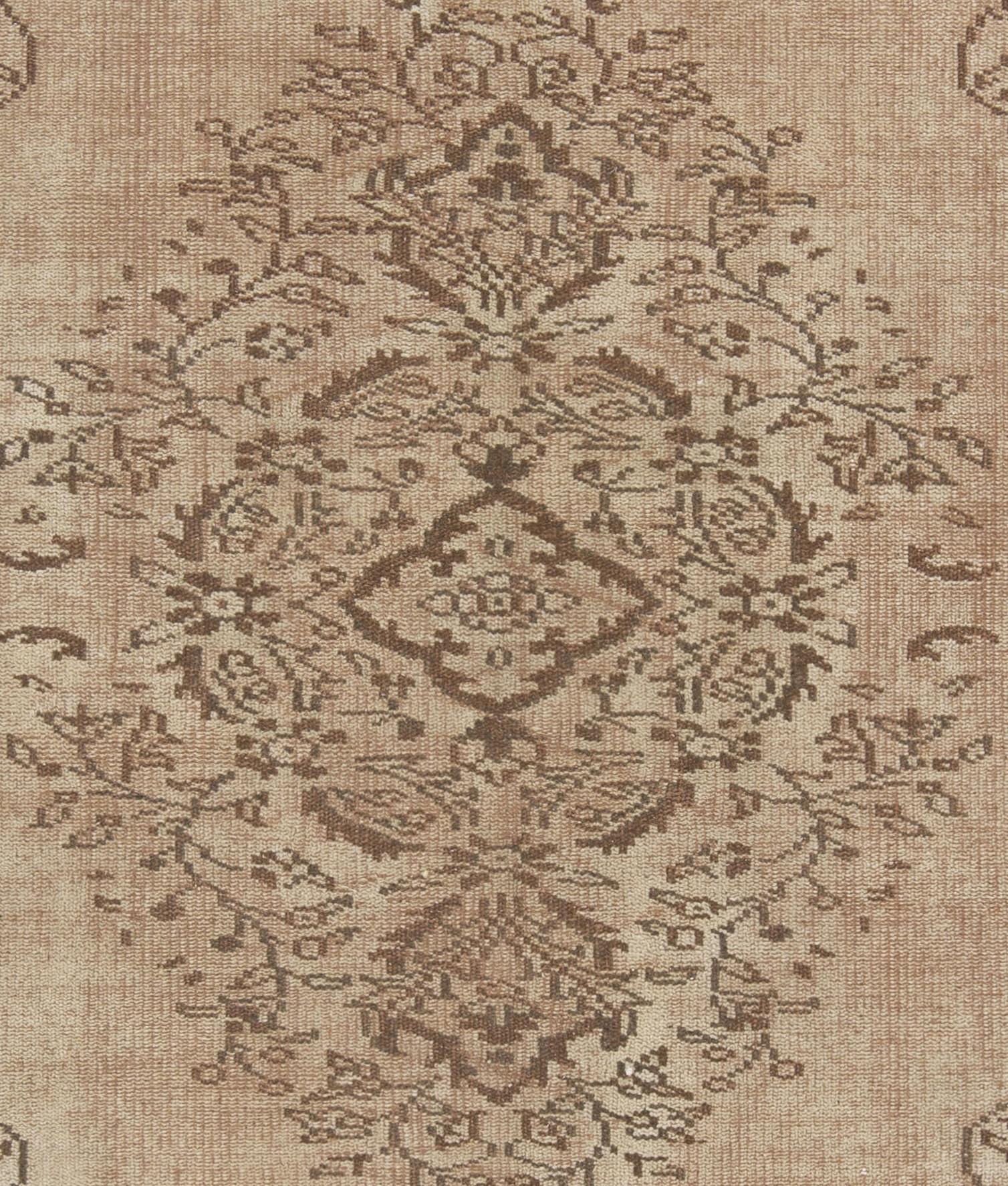 Modern 5.4x7.8 Ft Hand-Knotted Vintage Central Anatolian Wool Area Rug in Brown Colors For Sale