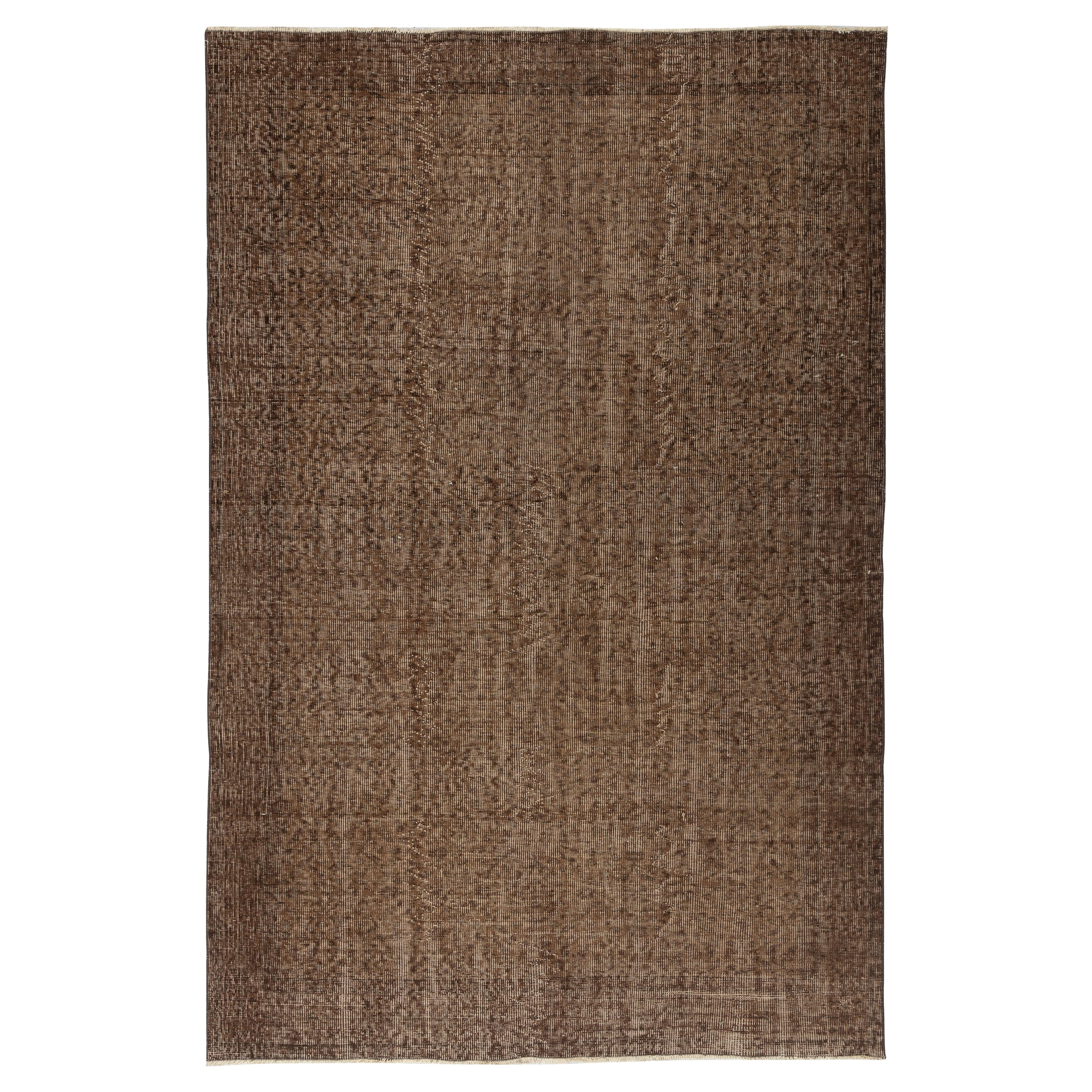 5.4x8 Ft Brown Overdyed Vintage Rug for Modern Interiors. Handgeknüpft in der Türkei
