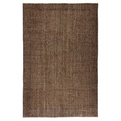 5.4x8 Ft Brown Overdyed Vintage Rug for Modern Interiors. Noué à la main en Turquie