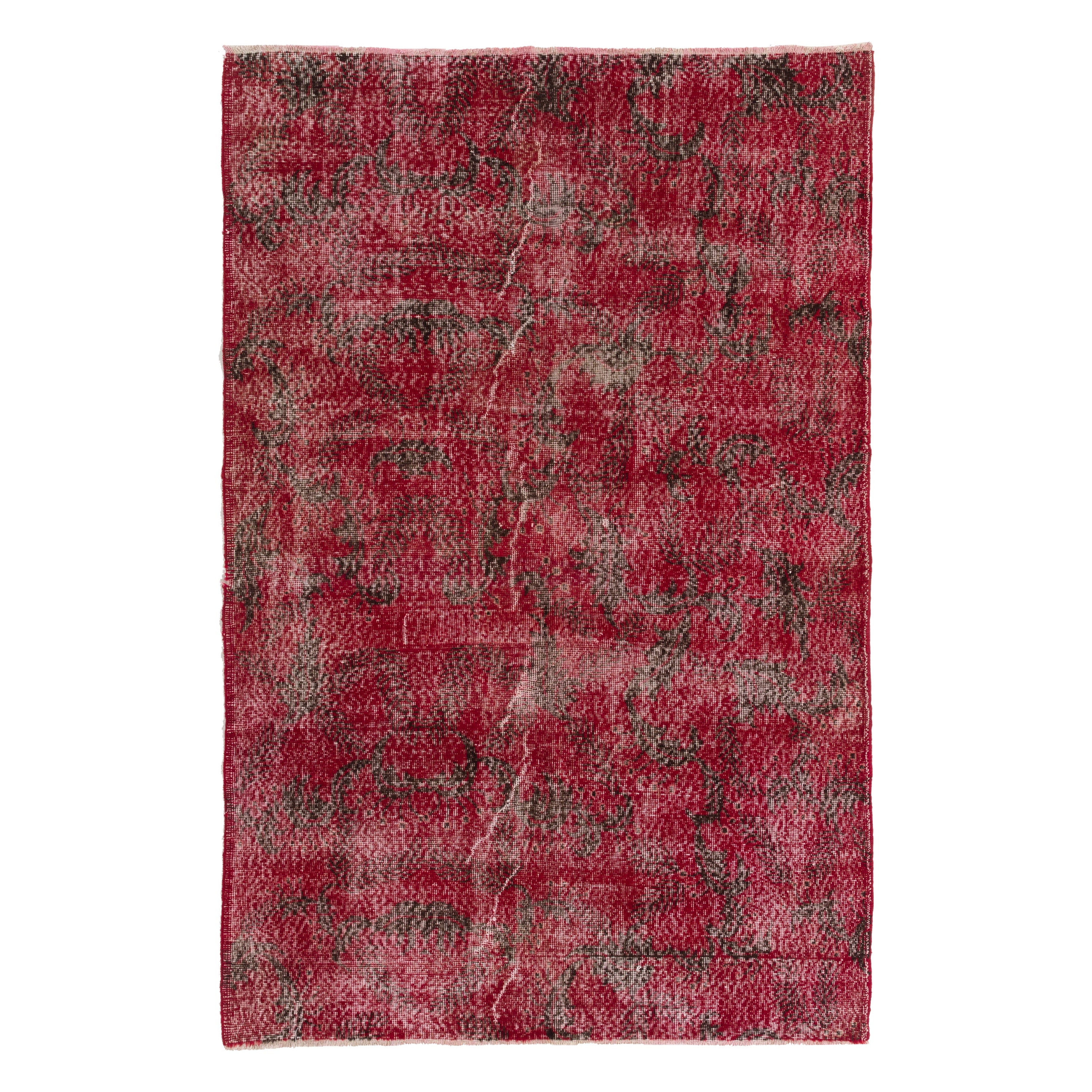 Tappeto Turco Rosso Mid-Century Modern 5.4x8 Ft disegnato da Zeki Muren