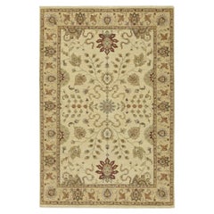 5
4 "x8
 Ivory Agra with Ziegler Design Leaf Pattern Hand Knotted Pure Wool Rugs (Tappeto in pura lana annodato a mano)