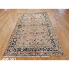 5'4"x8'10" Brown Antique Turkish Isparta Clear and Soft Hand Knotted Wool Rug