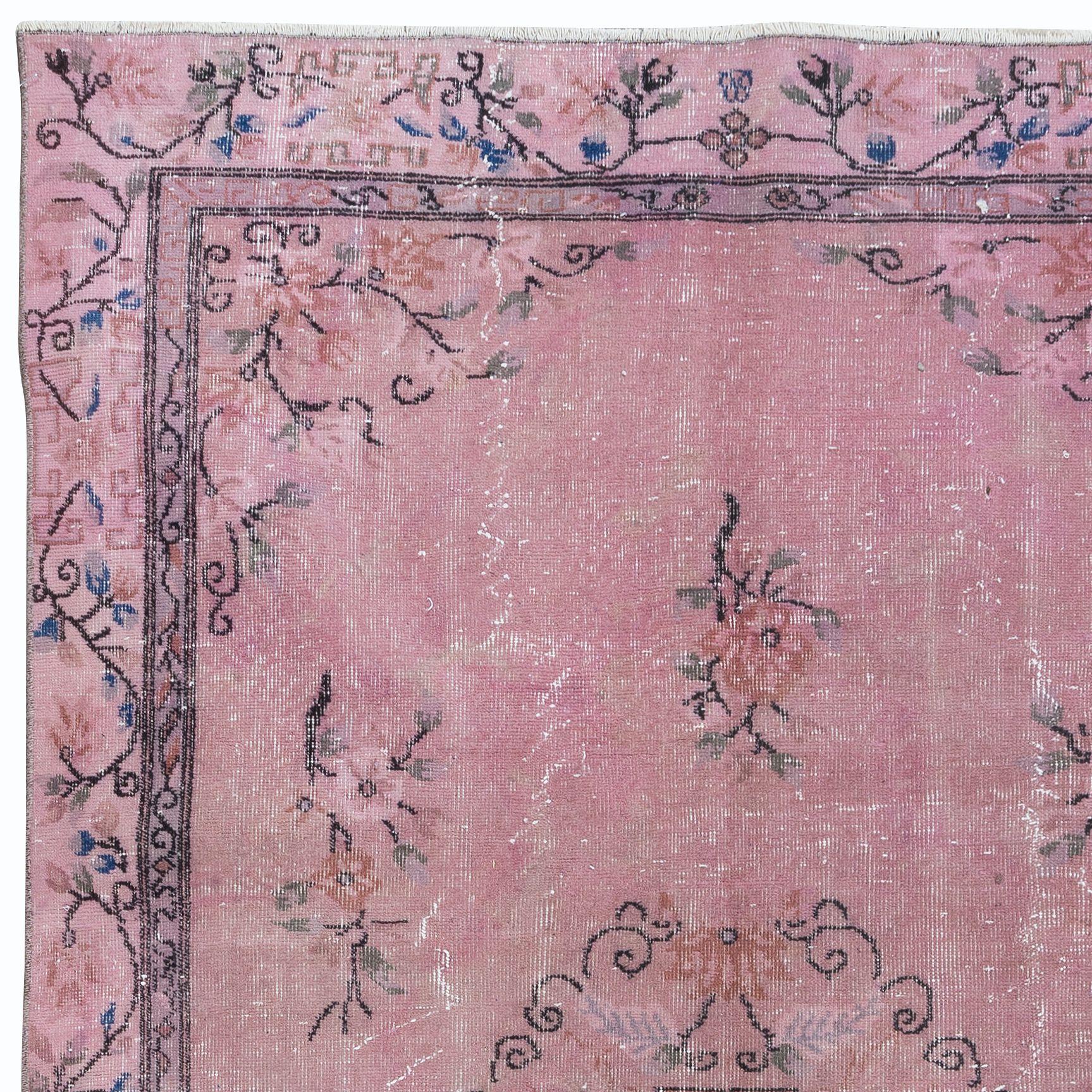 Modern 5.4x8.4 Ft Art Deco Chinese Design Light Pink Rug, Elegant Handmade Carpet For Sale
